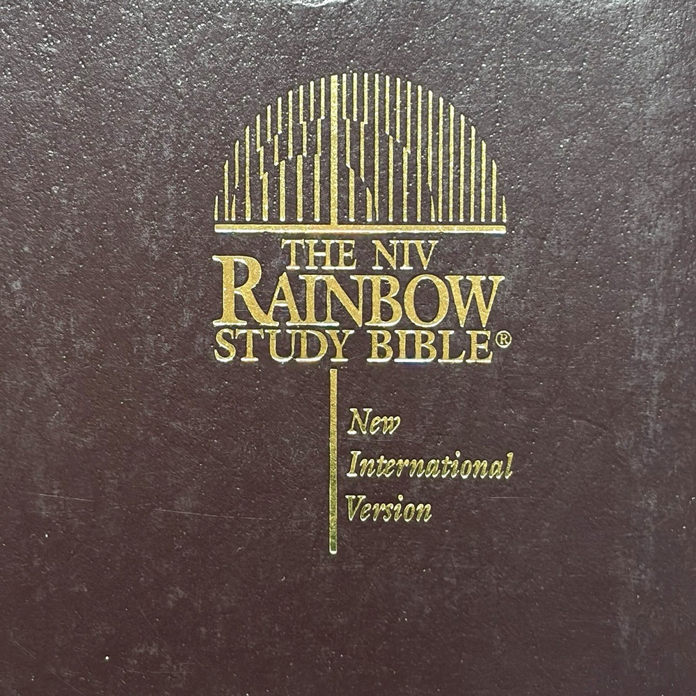 Vintage The Rainbow Study Bible NIV Bold Line Edition Color Coded Burgundy 1996